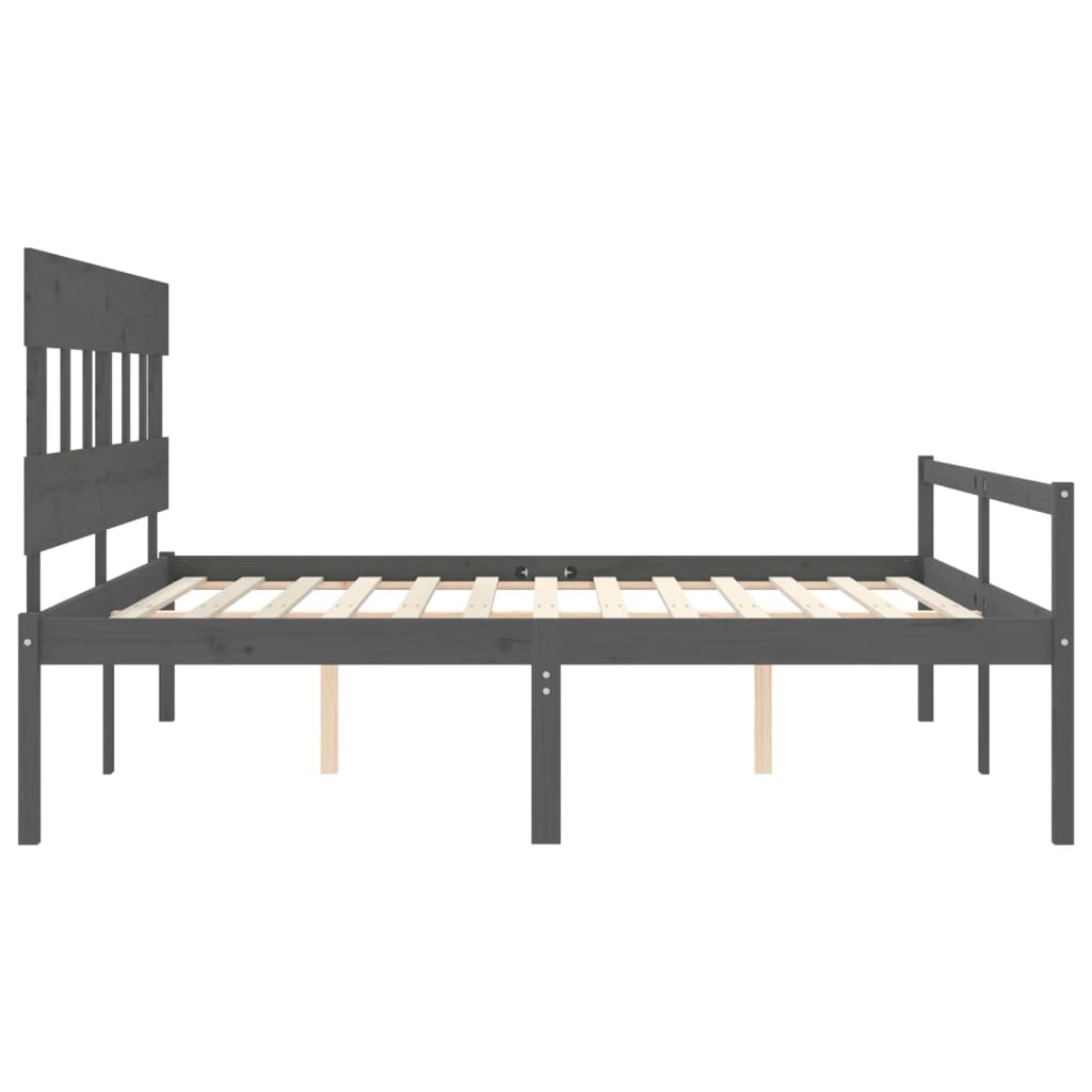 Letto per Anziani con Testiera Grigio Super King Legno Massello 3195433