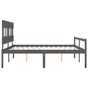 Letto per Anziani con Testiera Grigio Super King Legno Massello 3195433