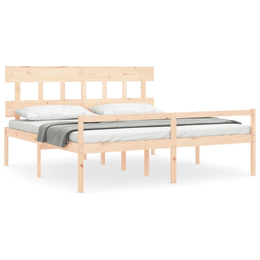 Letto per Anziani con Testiera 200x200 cm in Legno Massello 3195436