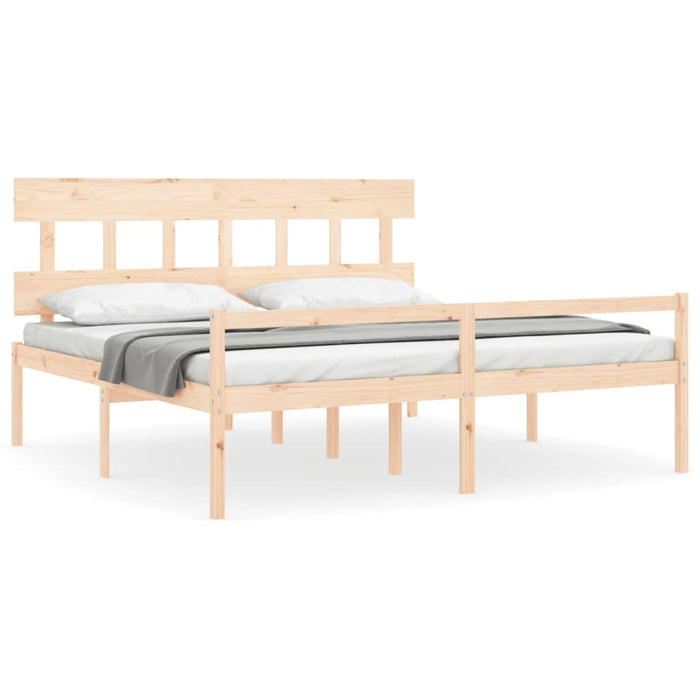 Letto per Anziani con Testiera 200x200 cm in Legno Massello 3195436