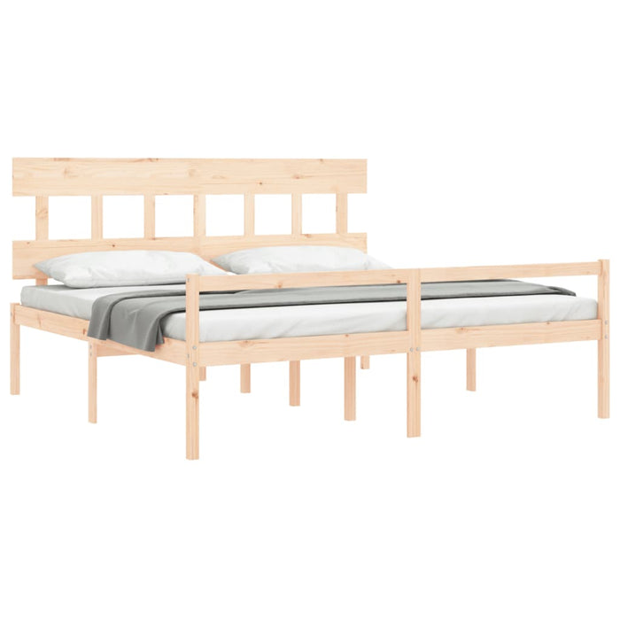 Letto per Anziani con Testiera 200x200 cm in Legno Massello 3195436