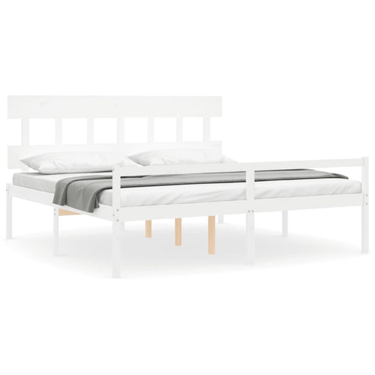 Letto per Anziani con Testiera Bianco 200x200 cm Legno Massello 3195437