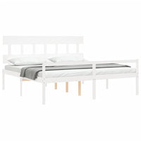 Letto per Anziani con Testiera Bianco 200x200 cm Legno Massello 3195437
