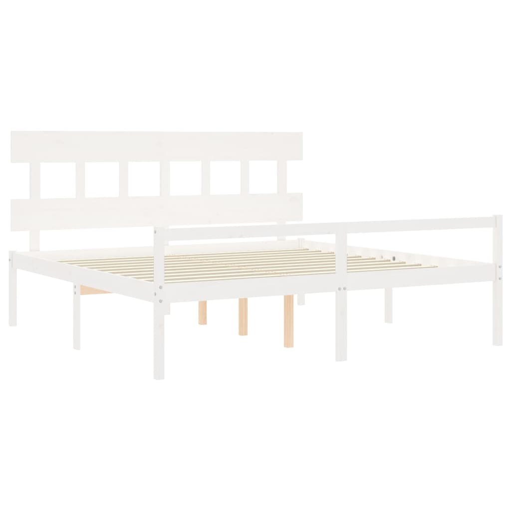 Letto per Anziani con Testiera Bianco 200x200 cm Legno Massello 3195437