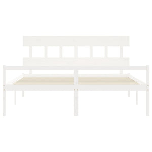 Letto per Anziani con Testiera Bianco 200x200 cm Legno Massello 3195437