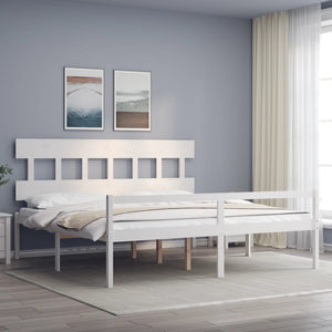 Letto per Anziani con Testiera Bianco 200x200 cm Legno Massello 3195437