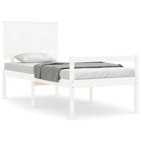 Letto per Anziani con Testiera Bianco Single in Legno Massello 3195447