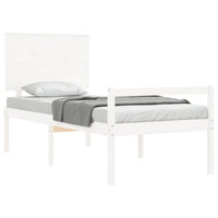 Letto per Anziani con Testiera Bianco Single in Legno Massello 3195447
