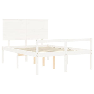 vidaXL Letto per Anziani Bianco Testiera Small Double Legno Massello