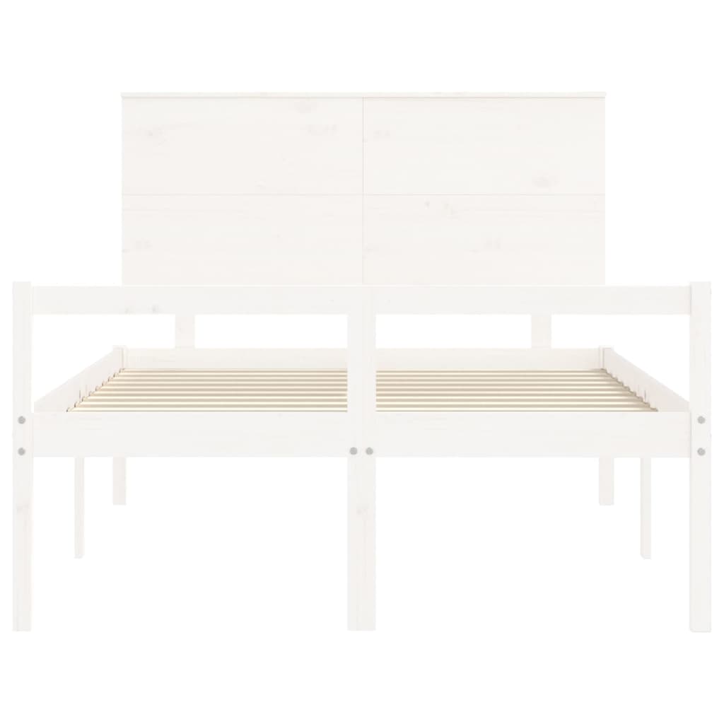 vidaXL Letto per Anziani Bianco Testiera Small Double Legno Massello