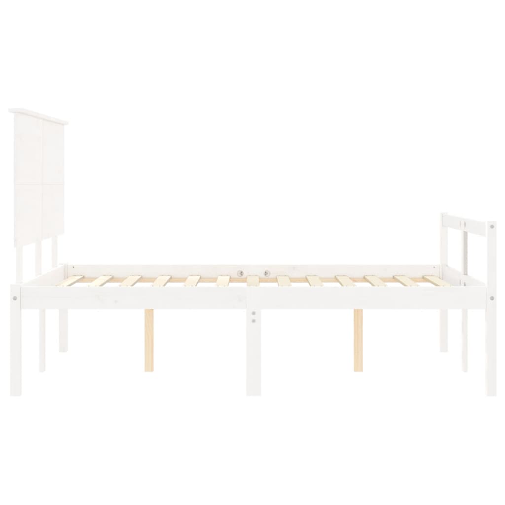 vidaXL Letto per Anziani Bianco Testiera Small Double Legno Massello