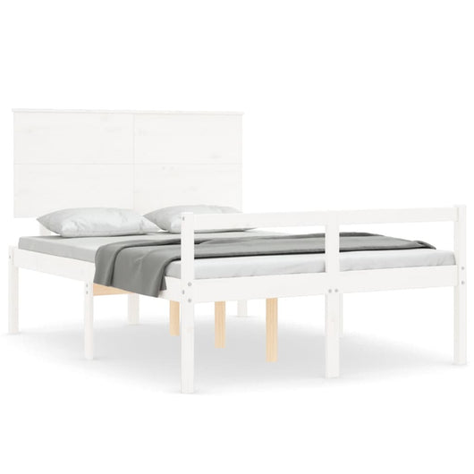Letto per Anziani con Testiera Bianco 140x190 cm Legno Massello 3195462