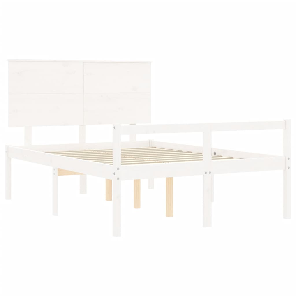 Letto per Anziani con Testiera Bianco 140x190 cm Legno Massello 3195462