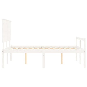 Letto per Anziani con Testiera Bianco 140x190 cm Legno Massello 3195462