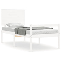 vidaXL Letto per Anziani con Testiera Bianco 90x200 cm Legno Massello