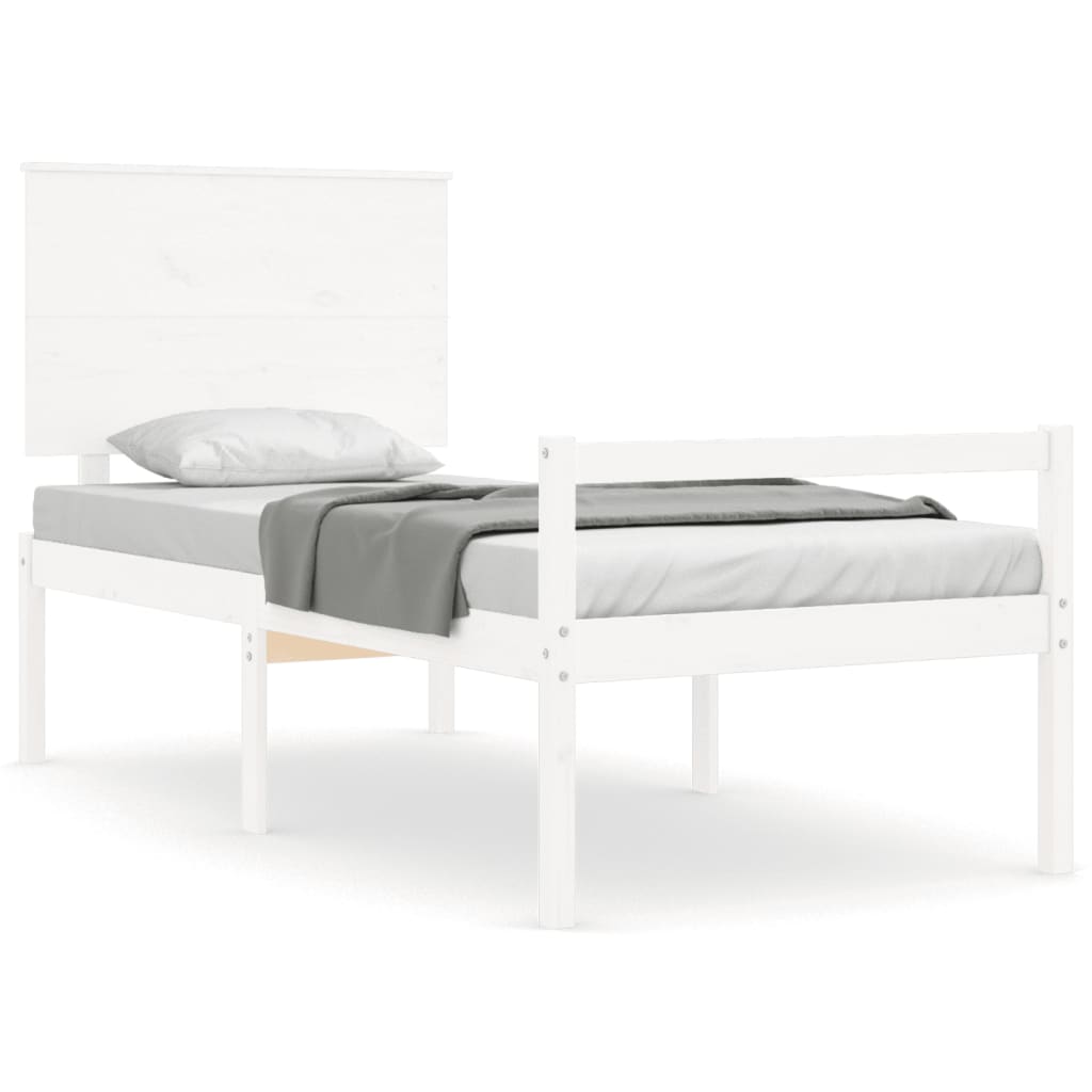 Letto per Anziani con Testiera Bianco 90x200 cm Legno Massello 3195467