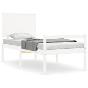 Letto per Anziani con Testiera Bianco 90x200 cm Legno Massello 3195467