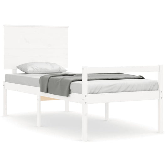 Letto per Anziani con Testiera Bianco 90x200 cm Legno Massello 3195467