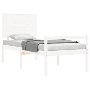 Letto per Anziani con Testiera Bianco 90x200 cm Legno Massello 3195467