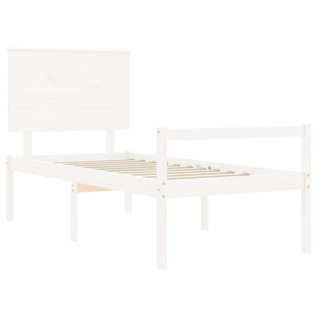 vidaXL Letto per Anziani con Testiera Bianco 90x200 cm Legno Massello