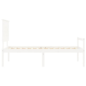vidaXL Letto per Anziani con Testiera Bianco 90x200 cm Legno Massello
