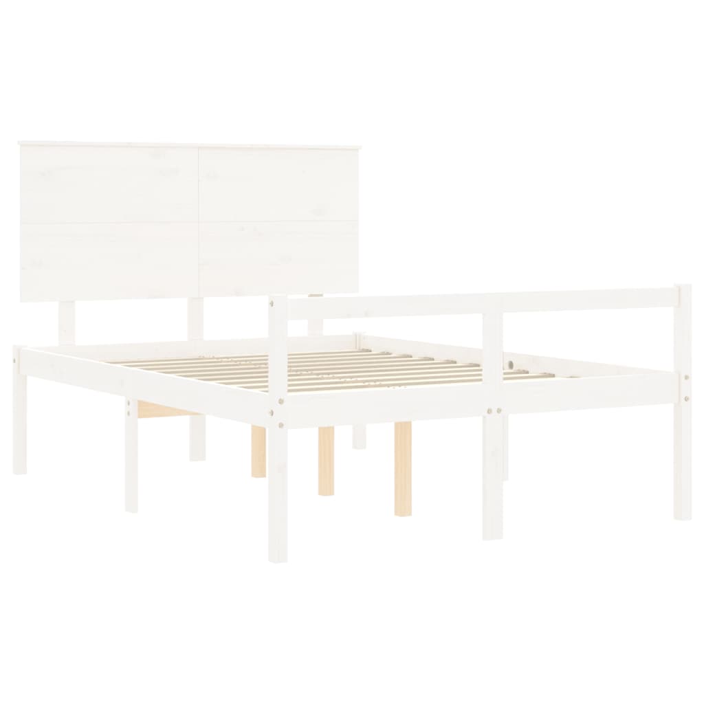 Letto per Anziani con Testiera Bianco 120x200 cm Legno Massello 3195477