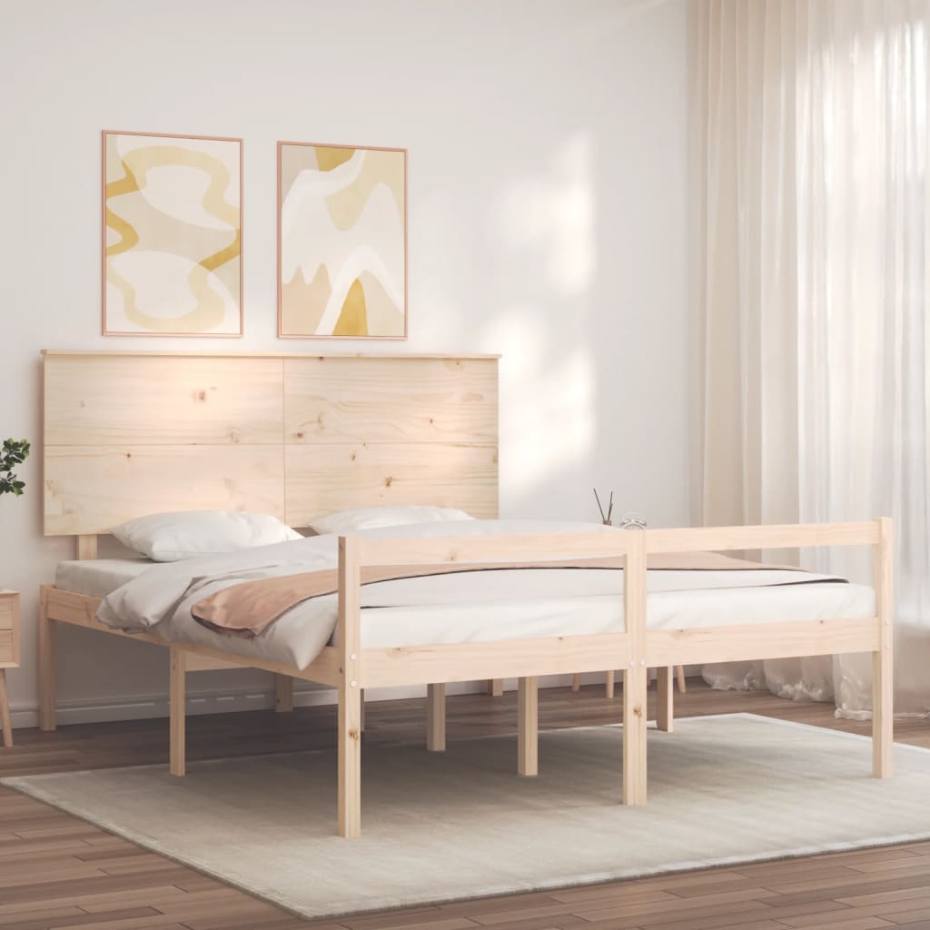 Letto per Anziani con Testiera 160x200 cm in Legno Massello 3195491