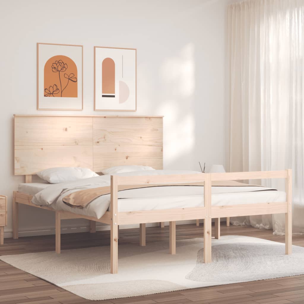 Letto per Anziani con Testiera 160x200 cm in Legno Massello 3195491