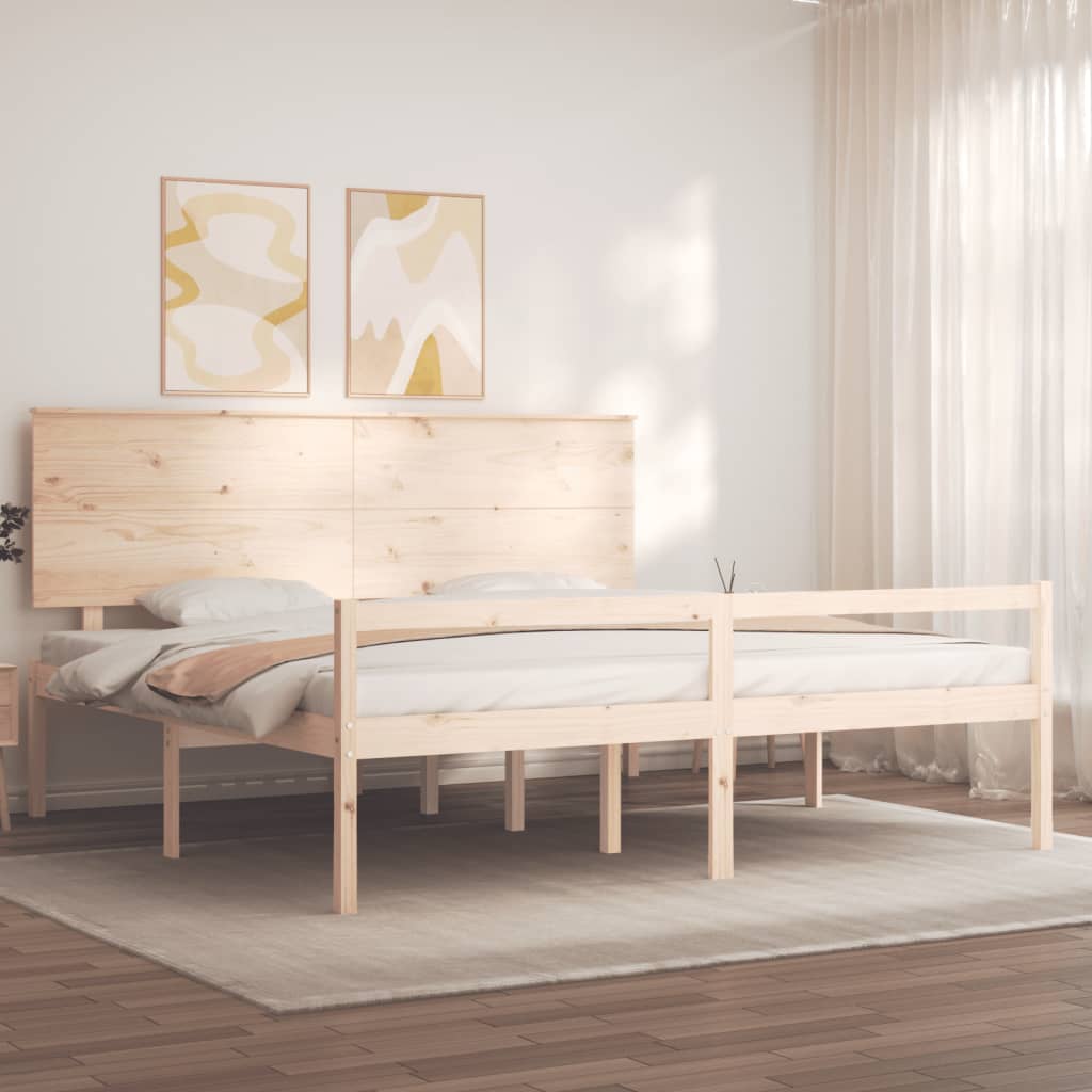 vidaXL Letto per Anziani con Testiera Bianco Super King Legno Massello