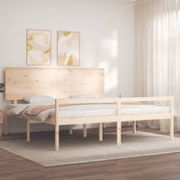 vidaXL Letto per Anziani con Testiera Bianco Super King Legno Massello