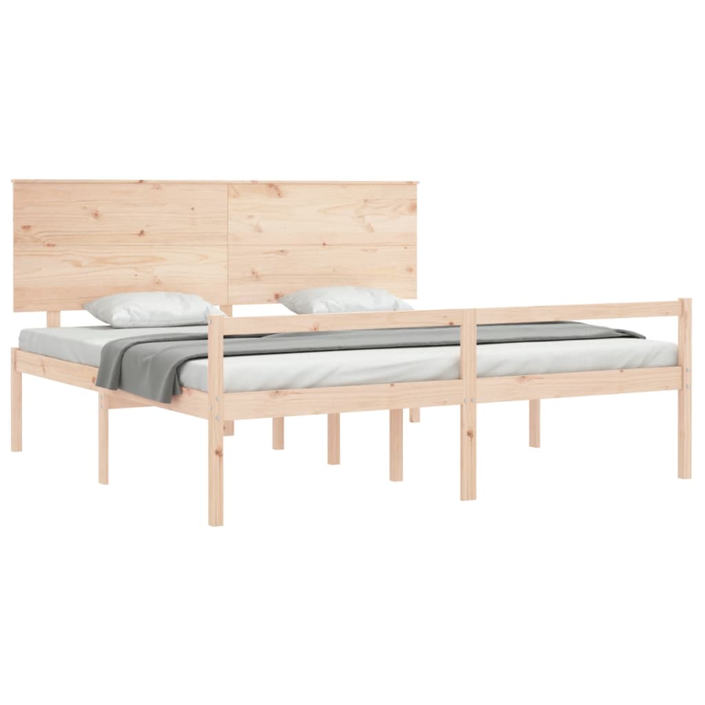 Letto per Anziani con Testiera Bianco Super King Legno Massello 3195496