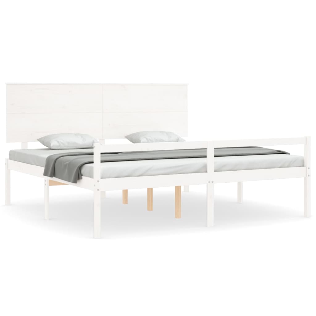 Letto per Anziani con Testiera Bianco 200x200 cm Legno Massellocod mxl 124989