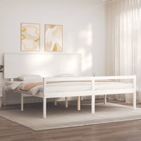 Letto per Anziani con Testiera Bianco 200x200 cm Legno Massellocod mxl 124989
