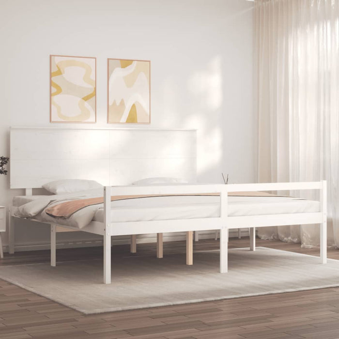 Letto per Anziani con Testiera Bianco 200x200 cm Legno Massellocod mxl 124989