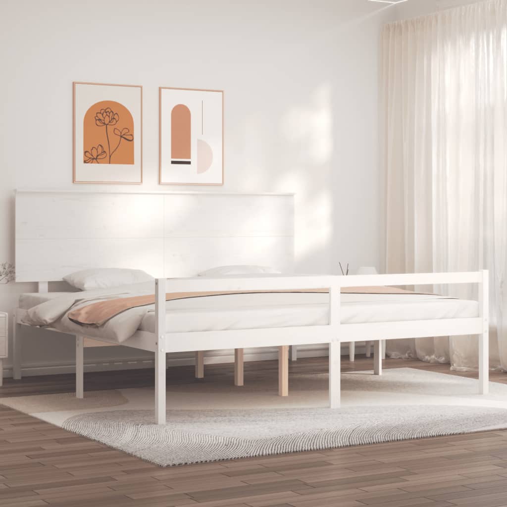 Letto per Anziani con Testiera Bianco 200x200 cm Legno Massellocod mxl 124989