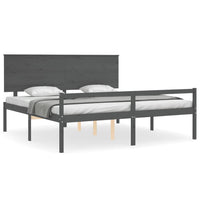 Letto per Anziani con Testiera Grigio 200x200 cm Legno Massello 3195503