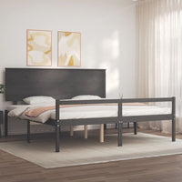 Letto per Anziani con Testiera Grigio 200x200 cm Legno Massello 3195503