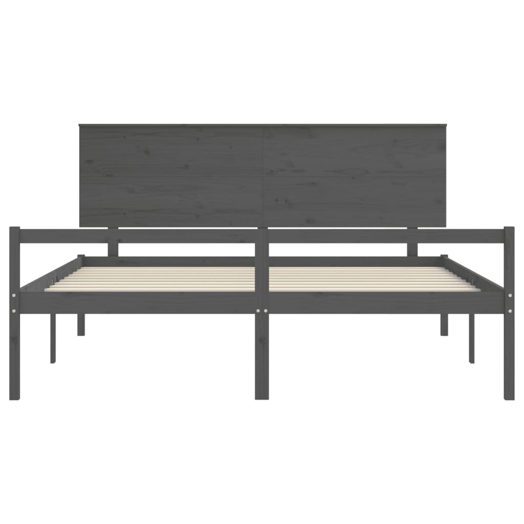 Letto per Anziani con Testiera Grigio 200x200 cm Legno Massello 3195503