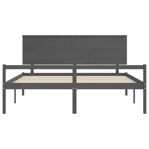 Letto per Anziani con Testiera Grigio 200x200 cm Legno Massello 3195503