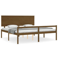 Letto Anziani senza Materasso Ambrato 200x200cm Legno Massello 3195504