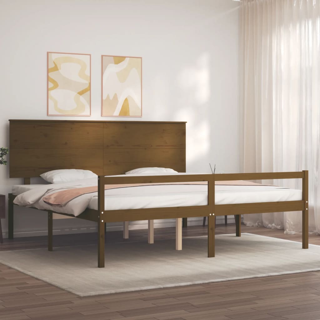 Letto Anziani senza Materasso Ambrato 200x200cm Legno Massello 3195504
