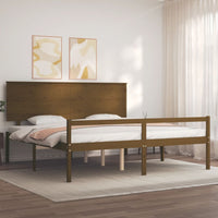 Letto Anziani senza Materasso Ambrato 200x200cm Legno Massello 3195504