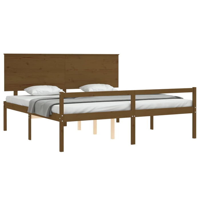 Letto Anziani senza Materasso Ambrato 200x200cm Legno Massello 3195504