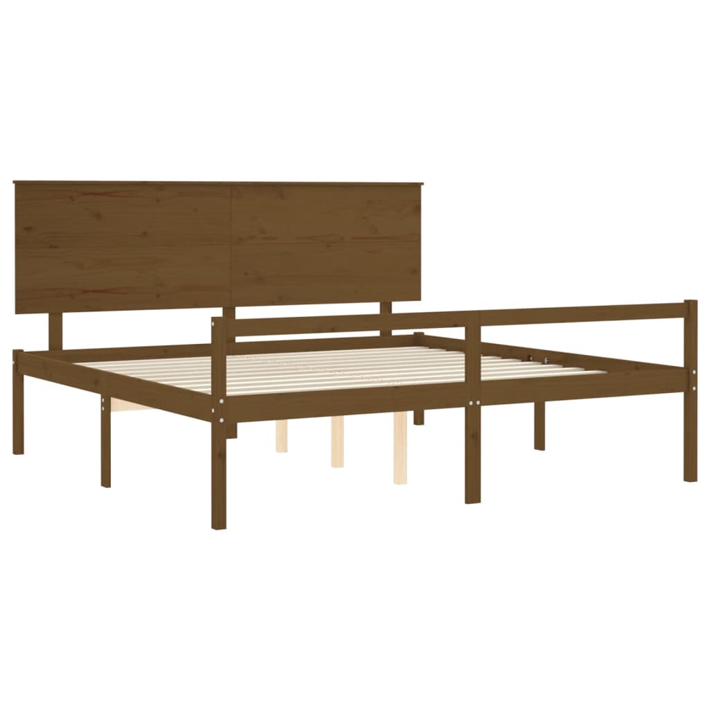 Letto Anziani senza Materasso Ambrato 200x200cm Legno Massello 3195504