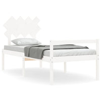 Letto per Anziani con Testiera Bianco Single in Legno Massello 3195512