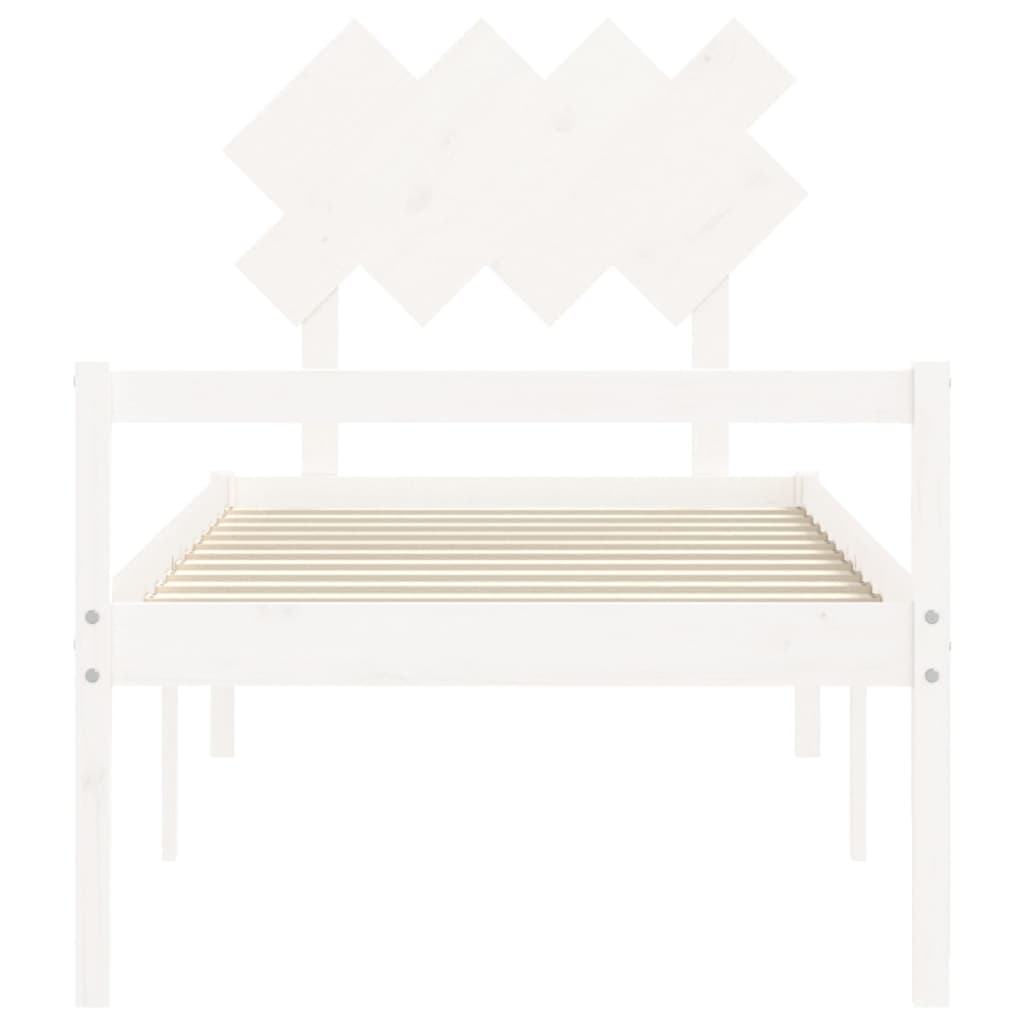 Letto per Anziani con Testiera Bianco Single in Legno Massello 3195512
