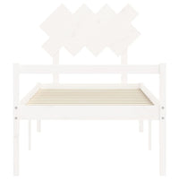 Letto per Anziani con Testiera Bianco Single in Legno Massello 3195512