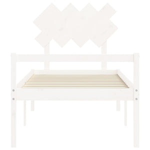 Letto per Anziani con Testiera Bianco Single in Legno Massello 3195512