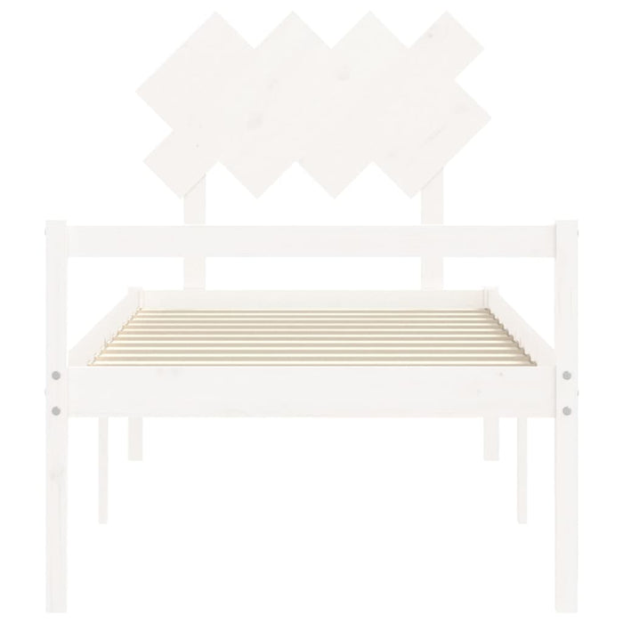Letto per Anziani con Testiera Bianco Single in Legno Massello 3195512