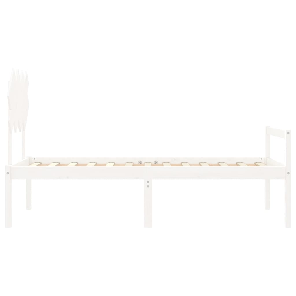 Letto per Anziani con Testiera Bianco Single in Legno Massello 3195512